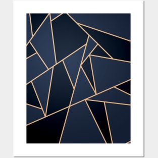Midnight Blue Art Deco Pattern Posters and Art